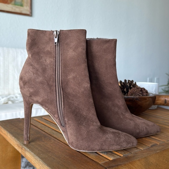 Brown Suede Dress Booties - Picture 1 of 4